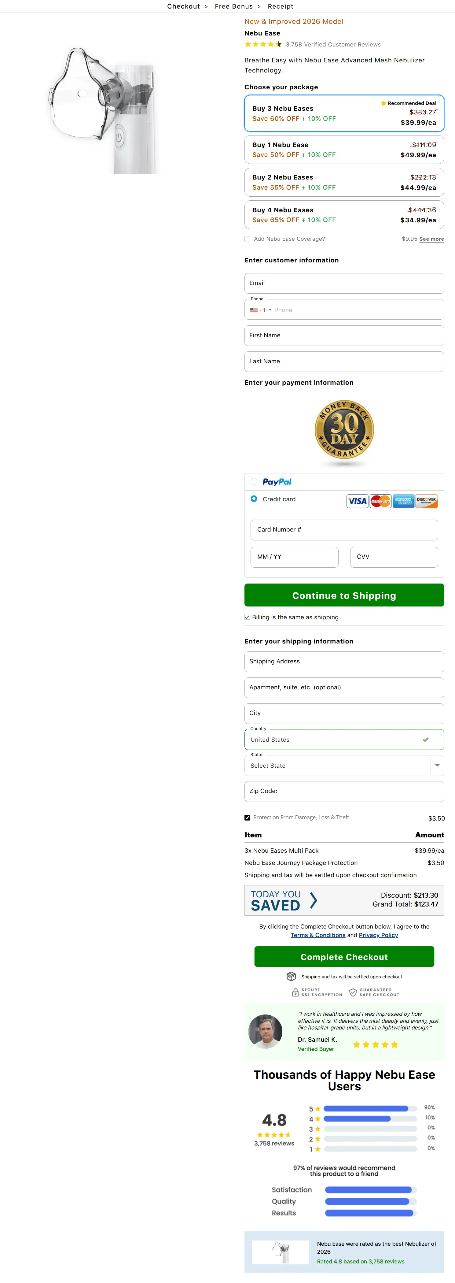 nebuease secure checkout page